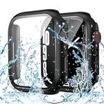 Goton Waterproof Case Compatible with Apple Watch 40mm SE Series 6 5 4 with Tempered Glass Screen Protector, iWatch Full Protective Hard PC Bumper Case Face Cover for Men Women (40 mm,Black)