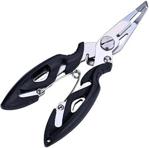 Sougayilang Ultralight Aluminum Fishing Pliers, Corrosion Resistance Braid Split Ring Pliers - Black