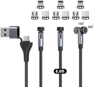 NETDOT 6in1 Gen12 6.6ft/3 Pack Black 18W Fast Charging Magnetic Phone Charger, USB-A & USB-C Magnetic Charger for USB-C, Micro-USB & i-Product