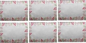 PRAKARTIK BY INDUARTS 100% Cotton White Floral Tapestry Rectangular Dining Table mat. White Set of 6