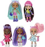 Barbie Extra Mini Minis Dolls 5-Pack, Small Doll Set with Colorful Clothes & Accessories for Unique Looks, 3-inch