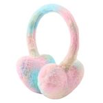 Girl Earmuffs Winter Toddler Ear Muff Kid Plush Ear Warmers With Soft Fleece Cute Bow Ear Covers 3-8Y (Rainbow Pink)