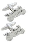 COLLAR AND CUFFS LONDON - Premium Cufflinks with Presentation Gift Box - Motor Cycle - Solid Brass - Bike Fans Sport Motorbike Speed Track Racing - Silver Colour