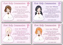 10 Personalised girls First Holy Communion Invitations with envelopes J208