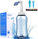 Darate Neti Pot Sinus Rinse Bottle 300 ML, Nose Wash Cleaner Pressure Rinse Nasal Irrigation for Adult & Kid BPA Free with Sticker Thermometer (300ml Bottle)