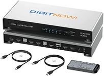 KVM Switch HDMI 2 Computers 2 Monitors, 2 Port Dual Monitor Extended Display, UHD 4K@60Hz RGB, L/R Audio, Remote & Hotkey & Button Switching PC, Support Wireless USB Switches, with Cables