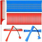 WILLBOND 72 Pcs Hair Perm Rods kit Short Plastic Perming Rods Set Cold Wave Rods 2 Sizes Hair Curling Rollers Hairdressing Tools with Steel Tail Pigtail Comb for Hair Styling (2 Colors, 2.36 in)