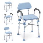 OasisSpace Heavy Duty Shower Chair with Back, 500lbs Padded Shower Chair for Inside Shower - Tool-Free Anti Slip Bathroom Seat for Elderly, Senior, Handicap & Disabled