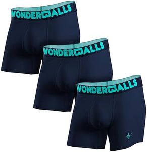 Wonderballs Short Boxer Briefs for Men - Navy, Medium, (Pack of 3) - Ultra-Soft & Breathable Peruvian Pima Cotton & Modal Blend, Short Boxer Briefs - Athletic Underwear for Men - Mens Underwear