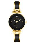 Anne Klein Stainless Steel Women's Ak 1980Bkgb Diamond Accented Dial Black and Gold Tone Bangle Analog Watch One Size Black/Gold