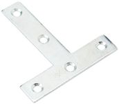 Merriway® BH01194 (10 Pcs) Tee Shaped Repair Plates Brackets Braces Zinc Plated, 75 mm (3 Inch) - Pack of 10 Pieces