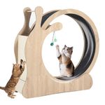 Garvee 33.5 Inch Large Cat Running Wheel for Indoor Cats, 3 in 1 Wood Cat Treadmill with Scratching Board and Playing Balls, Quiet Cat Exercise Wheel with Silent Pulleys, Natural Wood