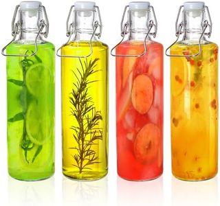 Cididu 4 Pack Flip Top Glass Bottle, 1 Liter / 33 Oz Swing Top Glass Bottles with Airtight Lid, Clear Kombucha Bottle Mead Bottles for Brewing Beer Beverages Smoothies Juice Water Oil Milk Vinegar