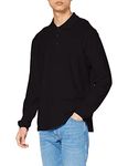 Fruit of the Loom Men's Premium Long Sleeve Polo Shirt, Black, Large