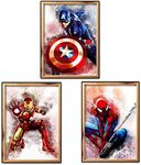 Better Selection 3Pack 5D Diamond Art Kits Full Drill Diamond Embroidery Superhero Spider-Man Iron Man Pattern 12x16 inch