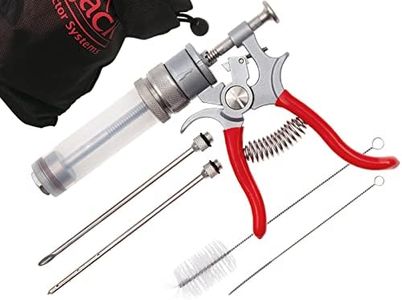 SpitJack Magnum Meat Injector. Food Flavor Injection Syringe for Smoked BBQ Marinades and Meat Seasoning. 2 Needles for Pork Butt, Beef Brisket, Turkey Breast. 50ml Capacity. Made in The USA.