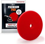 menzerna 6 Inch Polishing Pad Heavy Cut for Scratch Repair I Body Repair and Detailing Pads with Safety Edge & Velcro Attachment I Washable & Long Lasting I Thin Pad with Hole for Anti Heat Build-Up