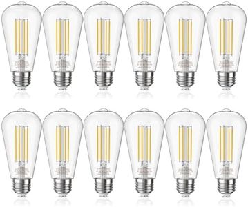 novapollo Edison Light Bulbs 5.5W,60W Equivalent Dimmable Vintage LED Light Bulbs,500LM E26 Medium Base Soft White 2700K LED Bulb,ST19 80+ CRI Decorative Filament LED Bulb,Clear Glass,12 Pack