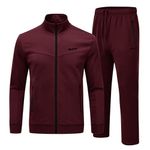 YSENTO Mens Tracksuits Sets Jogging Suits 2 Piece Track Suits Outfits Warm Up Sweatsuits Zipper Pockets Wine Red Size XL