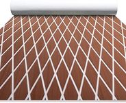 FOCEAN Boat Flooring EVA Foam Boat Decking Marine Mat Non-Slip Self-Adhesive Flooring Sheet for Motorboat Kayak Surfboard Garden Floor Swimming Pools, 94.5''x 47.2'', Brown with White Lines