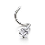 COOLSTEELANDBEYOND Stainless Steel Screw Nose Rings Studs with Star Cubic Zirconia Body Jewelry Piercing(CA)