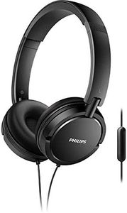 Philips SHL5005 - Auriculares con micrófono, cómodos, plegables, aislamiento del ruido, cable de 1,2 m, negro