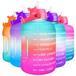 BuildLife Motivational Water Bottle 2.2L - Large Capacity Water Jug with Straw & Time Marker & BPA Free Ensure Enough Water-Drinking Throughout The Day (Green-Pink, 2.2L)