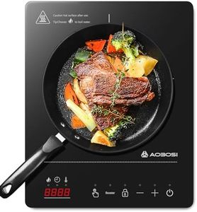 Aobosi Induction Hob,Single Induction Cooker with Portable Ultra-thin Body(32 * 26 * 4.2),20 Power and Temperature levels,Booster Function 2000W,Safety Lock,10H Timer