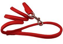 Dogs My Love 4ft Long Round Genuine Rolled Leather Dog Leash Red (Small: 3/8" (8mm))