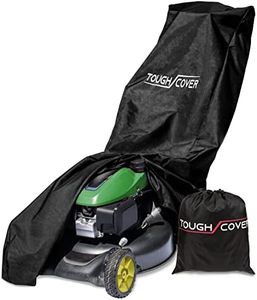 Tough Cover Lawn Mower Cover - Heavy Duty 600D Marine Grade Fabric (Black) - Universal Push Mower Cover Outdoor Protection - Waterproof Covers for Lawn Mowers - Riding Lawn Mower Cover