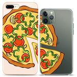 Cavka Matching Couple Cases Compatible for iPhone 14 13 Pro Max 12 Mini 11 Xs 6s 8 Plus 7 Xr 10 SE 5 Bestie Junk Food Nice Friends Flexible Print Pizza Cute Slim fit Clear Cover Soft Pair Slice Design