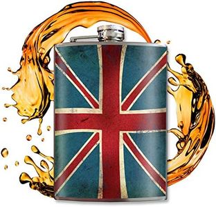 Union Jack British Flag Flask - 8oz Stainless Steel Flask - Comes in a Gift Box - by Trixie & Milo