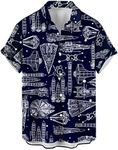 wihnsinop Mens Funky Hawaiian Bowling Shirts Holiday Theme Shirt Button Down Shirts Big and Tall, Star-blue, 5X-Large