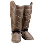 Hayabusa T3 LX Leather Striking Shin Guards - Brown, Large