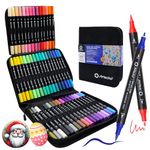 Artecho Acrylic Paint Markers 48 Colors with Bag, Acrylic Paint Pens with Brush Tip and Fine Tip for Stone, Rock Painting, Paper, Pumpkin, Wood, Egg, Canvas, Ceramic, Fabric, leather, Glass