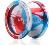 MAGICYOYO V6 Pro Responsive Yoyo for Kids, Teens Practice Yoyos, Adults Yo-yo, Yo-yos for Kid Beginners, Magic Yoyo V6 Locus Metal Yo Yo Ball with Glove+ Pouch+ 5 Yo Yos Strings, Red& Blue & Silver