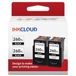 INKCLOUD Compatible Black Ink Cartridges Replacement for Canon 260XL PG-260 XL for PIXMA TS5320 TS6420 TR7020 TR7020a TS6420a All in One Wireless Printer (Black, 2-Pack)