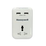 Honeywell Travel Surge, 1 Universal Socket+2 USB Ports, 12000Amp, Charge On The Go, Device Secure Warranty, X3 Fireproof MOV tech, Spike Guard, 3 Year Manufacturer Warranty