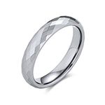 Bling Jewelry Couples Multi Faceted Prism Cut Titanium Wedding Band Rings for Men for Women Silver Tone Comfort Fit 4MM