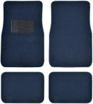 BDK Premium 4PC Set of Carpet Car Floor Mats with Vinyl Safety Heel Pad for Car, Truck, SUV, Coupe Sedan, Blue (MT-100-BL)