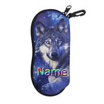 Jndtueit Galaxy Wolf Glasses Case Sunglasses Case Soft Case Light Zipper Pouc Bag Eyeglasses Case for Women Kids