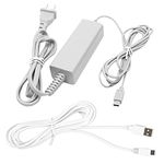 Charger Kits for Wii U Gamepad, AC Power Adapter Charger and USB Charging Cord for Nintendo Wii U Gamepad Remote Controller