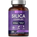 Silica 500mg | 100 Capsules | High Strength Botanical Silica Extract from Horsetail | One-A-Day Formula for Hair, Skin, Nails | Non-GMO Tablets, Gluten Free Supplement