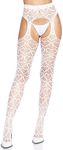 Leg Avenue Heart net suspender hose,O/S,WHITE