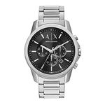 Armani Exchange Men's Stainless Steel Chronograph Dress Watch, Silver Steel, Quartz Watch