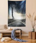 Ambesonne Nature Tapestry, Black Tornado Funnel Gas and Thunder Rolling on The Road Fume Disaster Monochrome Print, Wall Hanging for Bedroom Living Room Dorm, 60" X 80", Grey Bluegrey