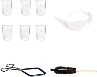 GSC International B1000SAFE-KT Lab Beaker Starter Kit, 6-400ml Griffin Style Beaker, Beaker Brush (330mm), Safety Glasses, Beaker Tongs with Plastisol-Coated Jaws – Essential Labware Bundle