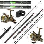 CARP FISHING SET UP 2 X 12FT CARP FISHING RODS + 2 X NGT CARP RUNNER CAMO REELS