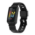 for Fitbit Charge 5 / Charge 4 / Charge 3 Band with Bumper Frame, Shockproof Rugged Wristband with Protective Case Cover Waterproof Lightweight Sport Strap for Men Women (Black)