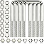 4 Sets 304 Stainless Steel Square U-Bolt Boat Trailer U-Bolts with Washers and Nuts L Heavy Duty U Bolts for Sailboat Trailer Automobiles Trailer Industrial Parts (1/2 D x 3 1/16 W x 5 5/16 Inch)